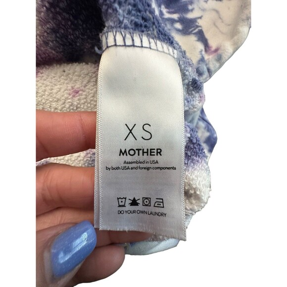 Mother Denim Size XS Square Wash Tie Dye Sweatshirt Blueberry Rainbow Patch #N12 - Picture 10 of 14